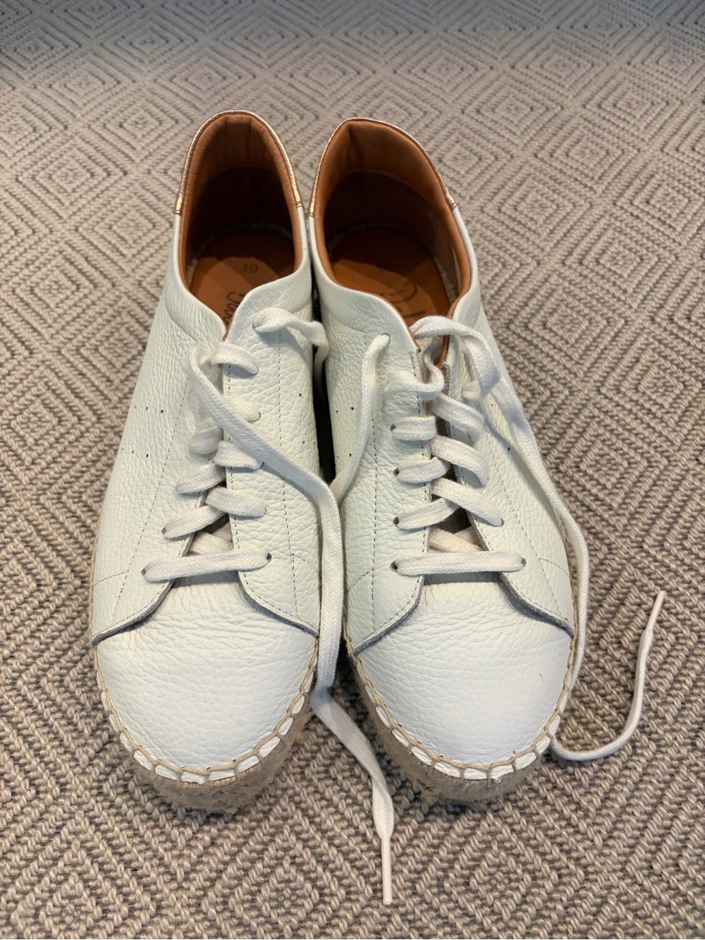 Dalson White Leather Espadrille Lace-Up Sneakers